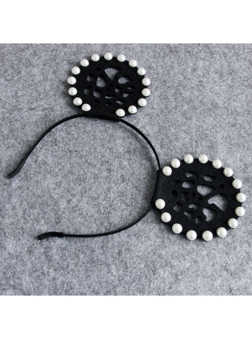 Gothic Black Nightclub Bar Prom Party Christmas Cute Cute Pearl Ear Hollow Headband