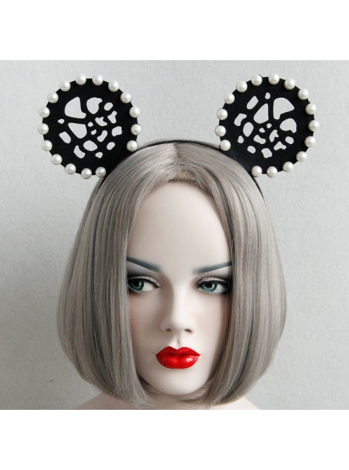 Gothic Black Nightclub Bar Prom Party Christmas Cute Cute Pearl Ear Hollow Headband