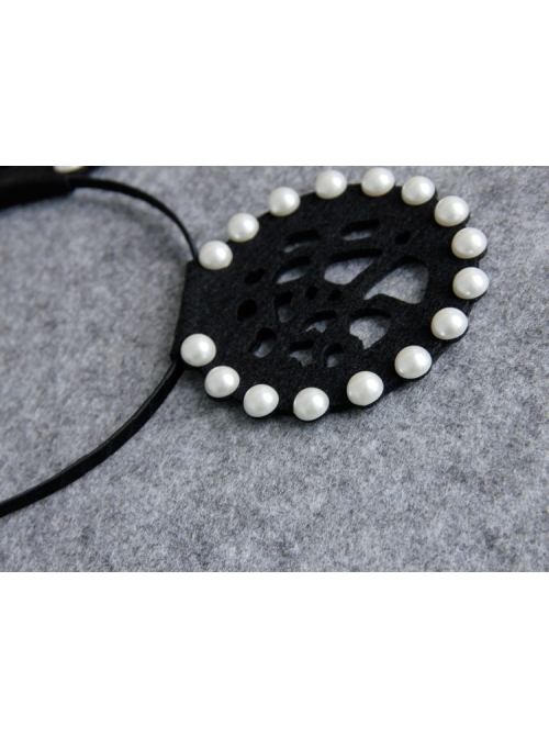 Gothic Black Nightclub Bar Prom Party Christmas Cute Cute Pearl Ear Hollow Headband