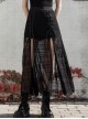 Front Metal Eyelets Lace-Up Slit Mesh Hem Black Punk Skirt