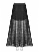 Front Metal Eyelets Lace-Up Slit Mesh Hem Black Punk Skirt