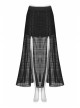 Front Metal Eyelets Lace-Up Slit Mesh Hem Black Punk Skirt