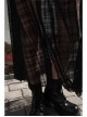 Front Metal Eyelets Lace-Up Slit Mesh Hem Black Punk Skirt