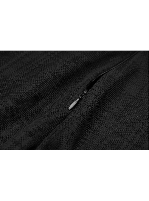 Front Metal Eyelets Lace-Up Slit Mesh Hem Black Punk Skirt
