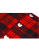 Front Metal Love Button Splice Mesh Hem Red Plaid Punk A-Shape Skirt