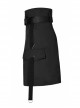 High Waist Plastic Belt Side Fake Pocket Black Punk Skirt