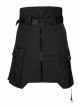 High Waist Plastic Belt Side Fake Pocket Black Punk Skirt