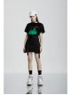 High Waist Plastic Belt Side Fake Pocket Black Punk Skirt
