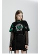 High Waist Plastic Belt Side Fake Pocket Black Punk Skirt