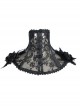 Black Lace Fabric Feather Shape Lace Feather Rose Flower Gothic Collar