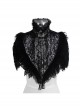 Black Silver Triangle Shawl Jacquard Fabric Lace Fabric Feather Lace Gothic Shawl