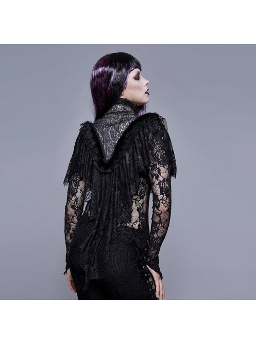 Black Silver Triangle Shawl Jacquard Fabric Lace Fabric Feather Lace Gothic Shawl
