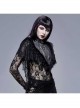 Black Silver Triangle Shawl Jacquard Fabric Lace Fabric Feather Lace Gothic Shawl