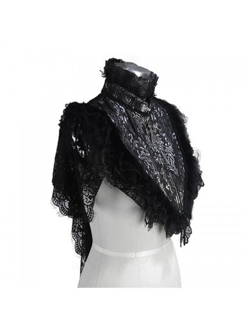 Black Silver Triangle Shawl Jacquard Fabric Lace Fabric Feather Lace Gothic Shawl