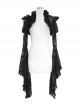Black Gothic Transparent Lace Trim Big Trumpet Sleeve 3D Flower Rabbit Fur Lace Shawl