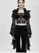 Black Gothic Transparent Lace Trim Big Trumpet Sleeve 3D Flower Rabbit Fur Lace Shawl