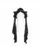 Black Gothic Transparent Lace Trim Big Trumpet Sleeve 3D Flower Rabbit Fur Lace Shawl