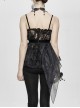 Black Gothic Transparent Lace Fabric Organza Velvet 3D Rose Flower Asymmetrical Shoulder Strap Wrap Corset