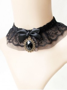 Lace Retro Wide Necklace Short Black Gothic New Style Creative Fake Collar