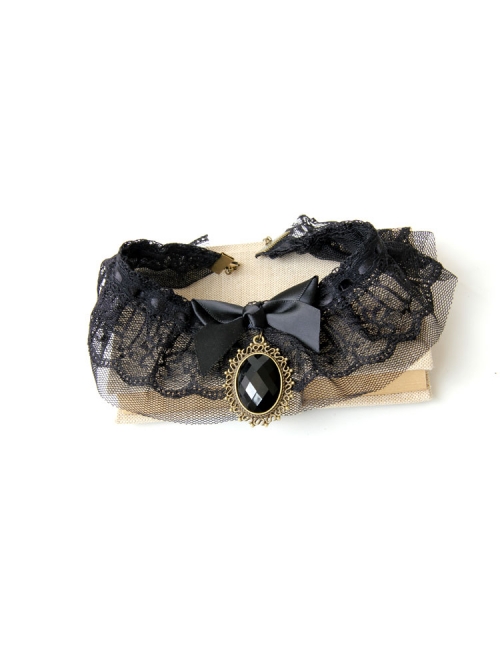 Lace Retro Wide Necklace Short Black Gothic New Style Creative Fake Collar