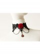 Gothic Red Rose Retro Palace Choker Black Lace Female False Collar