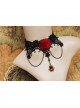Gothic Red Rose Retro Palace Choker Black Lace Female False Collar