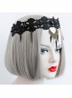 Punk Style Exaggerated Rivets Black Lace Headband Halloween Prom Accessories