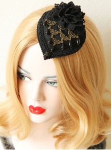 Black Lady Party Banquet Top Hat Dress Gorgeous Palace Gothic Hairpin