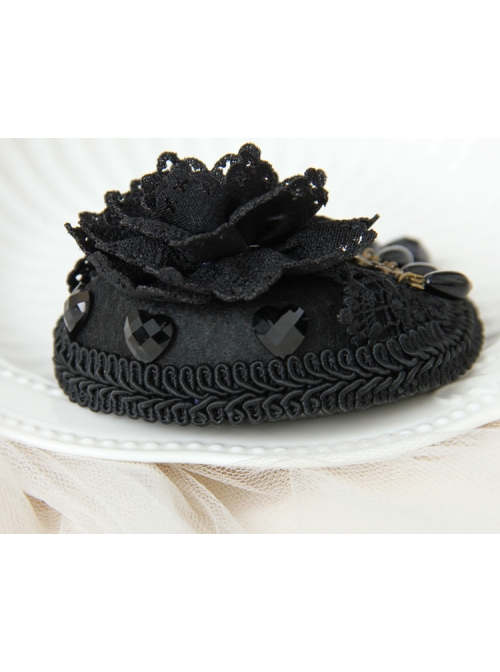 Black Lady Party Banquet Top Hat Dress Gorgeous Palace Gothic Hairpin