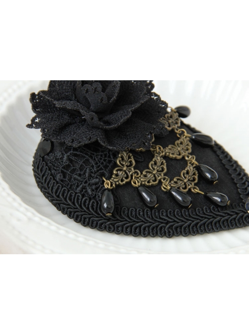 Black Lady Party Banquet Top Hat Dress Gorgeous Palace Gothic Hairpin