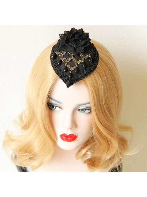 Black Lady Party Banquet Top Hat Dress Gorgeous Palace Gothic Hairpin