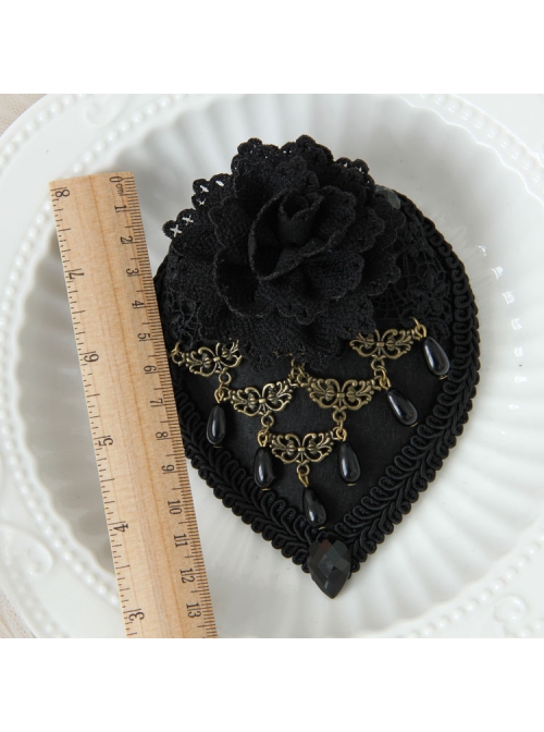 Black Lady Party Banquet Top Hat Dress Gorgeous Palace Gothic Hairpin