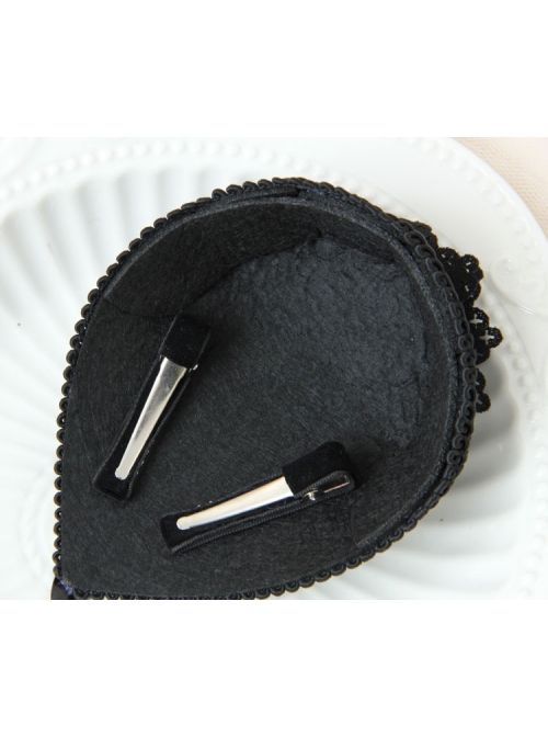 Black Lady Party Banquet Top Hat Dress Gorgeous Palace Gothic Hairpin