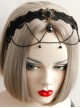 Gothic Bride Black Lace Chain Gems Creative Banquet Host Headband