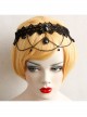 Gothic Bride Black Lace Chain Gems Creative Banquet Host Headband