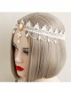 White Lolita Christmas Fashion Bride Lace Pearl Flowers Elastic Band Headband