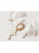 White Lolita Christmas Fashion Bride Lace Pearl Flowers Elastic Band Headband
