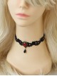 Gothic Girl Fashion Black Lace Ruby Necklace False Collar