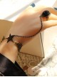 Punk Fashion Girl Black Star Rose Bracelet Ring One Chain