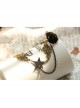Punk Fashion Girl Black Star Rose Bracelet Ring One Chain