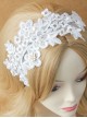 Lolita White Lace Flowers Wide Brim Headband Pearl Handmade Design Jewelry