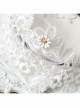 Lolita White Lace Flowers Wide Brim Headband Pearl Handmade Design Jewelry