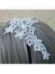 Lolita White Lace Flowers Wide Brim Headband Pearl Handmade Design Jewelry