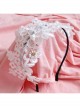 Lolita White Lace Flowers Wide Brim Headband Pearl Handmade Design Jewelry