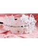 Lolita White Lace Flowers Wide Brim Headband Pearl Handmade Design Jewelry