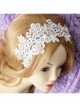 Lolita White Lace Flowers Wide Brim Headband Pearl Handmade Design Jewelry