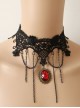 Retro Wedding Gothic Punk Fashion Exaggerated Black Lace Ruby Choker