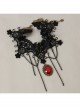 Retro Wedding Gothic Punk Fashion Exaggerated Black Lace Ruby Choker