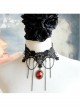 Retro Wedding Gothic Punk Fashion Exaggerated Black Lace Ruby Choker