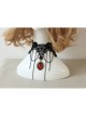 Retro Wedding Gothic Punk Fashion Exaggerated Black Lace Ruby Choker